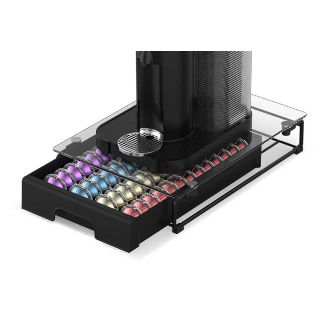 Organizador de cajones EVERIE Crystal de vidrio templado para Nespresso Vertuo