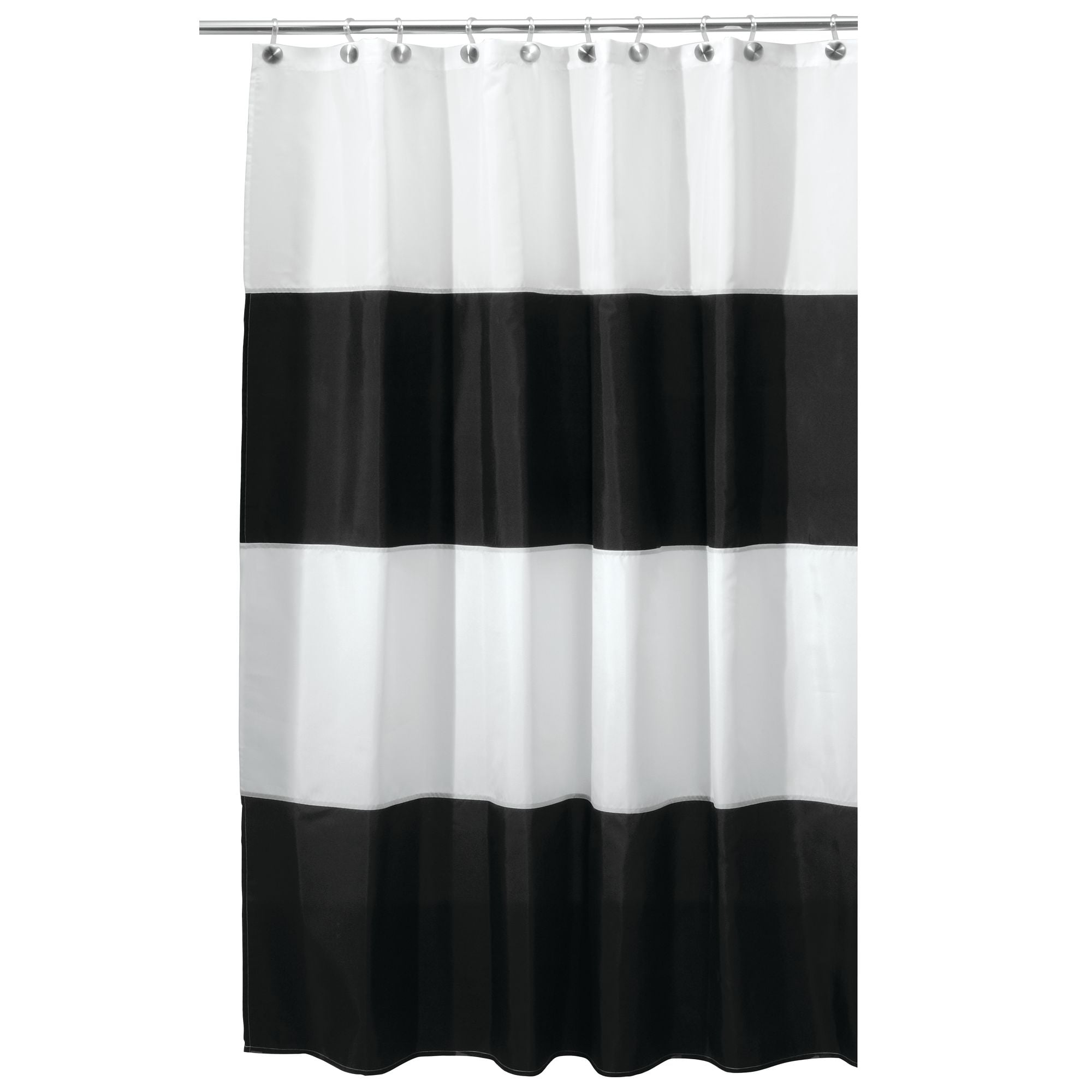 Idesign Zeno Fabric Shower Curtain, Black And White Striped Fabric Shower Curtain