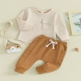 thumbnail image 2 of Toddler Boys 2PCS Pants Sets Solid Color Long Sleeve Sweatshirt and Drawstring Pants Sets 6-12 Months, 2 of 8