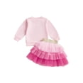 thumbnail image 2 of Gupgi Kids Girls Valentines Day Outfit Set Long Sleeve Embroidery Letters Pullover Gradient Color Tulle Skirt, 2 of 9