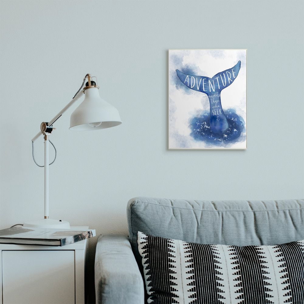 Stupell Industries Adventure Awaits Phrase Whale Tale Ocean Animal Inspiration Graphic Art Unframed Art Print Wall Art, 13x19, by Ziwei Li