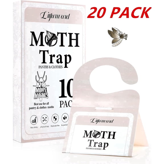 Pantry Moth Traps - Safe and Effective for Food and Cupboard- Glue Traps with Pheromones for Pantry Moths (20 Pack)