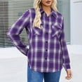 thumbnail image 2 of Womens Lapel Flannel Shirt, Long Sleeve Shirts for Women Fall Business Casual Plaid Printed Button Down Dressy Blouses, 2 of 4