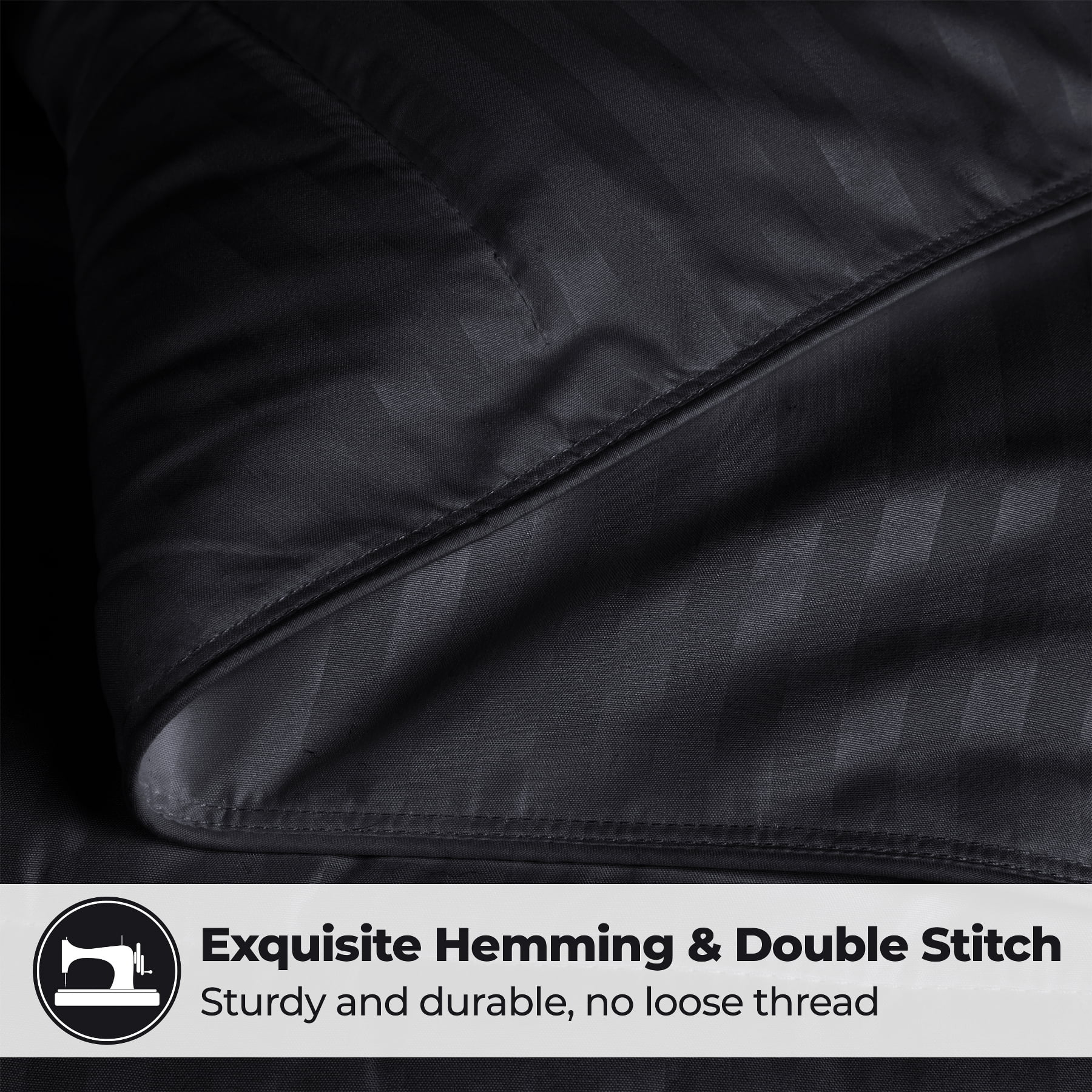 Superior Striped Down Alternative Comforter, King, Black
