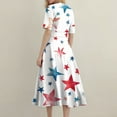 thumbnail image 4 of Women's 4th of July Patriotic Dress, Women Sexy V-Neck Short Sleeve Dress, Independence Day American Flag Printed Swing Design, Elastic Waist Maxi Silhouette ,White 2XL, 4 of 5