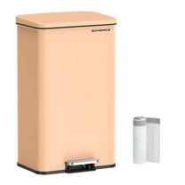 10.5 Gallon (40 L) Kitchen Trash Can, Garbage Can, Large Step Trash Bin with Lid, Stainless Steel, Soft Close, 15 Trash Bags Included, Peach Fuzz