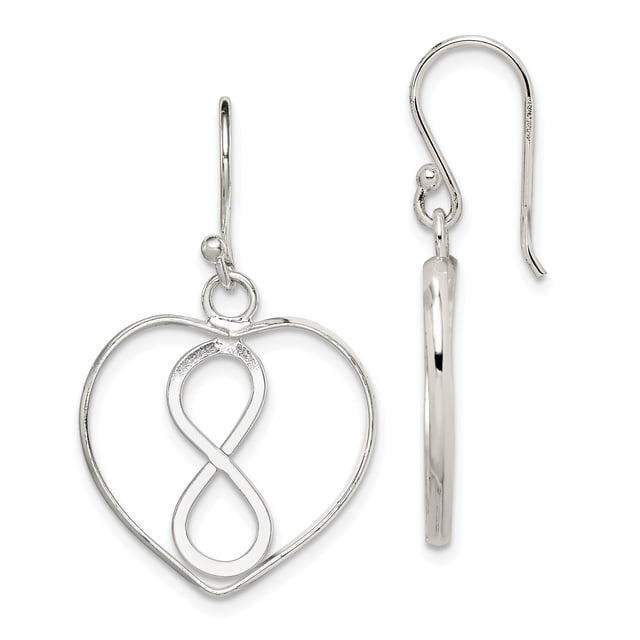 925 Sterling Silver Infinity Heart Drop Dangle Earrings Love