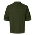 thumbnail image 4 of Hpapadks Casual Shirts for Men Long Sleeve Stand Collar Solid Pullover Blouses with Pocket Loose Men Dress Shirt Army Green L, 4 of 5