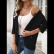 thumbnail image 4 of Cárdigan para Mujer, Cuartos, Color Liso, Informal, Chaqueta Corta, 2025 Negro S, 4 of 9