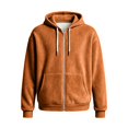 thumbnail image 4 of WULMLEO Waffle Knit Hoodies for Men Full Zip Drawstring Hooded Sweatshirts with Pocket Lightweight Loose Fit Athletic Jackets Saffron 3XL, 4 of 5