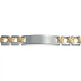 thumbnail image 4 of Bling Jewelry Mens Men's Two-Tone Gold Matte ID Bracelet with Cross X Link 8" Stainless Steel Band, 4 of 6