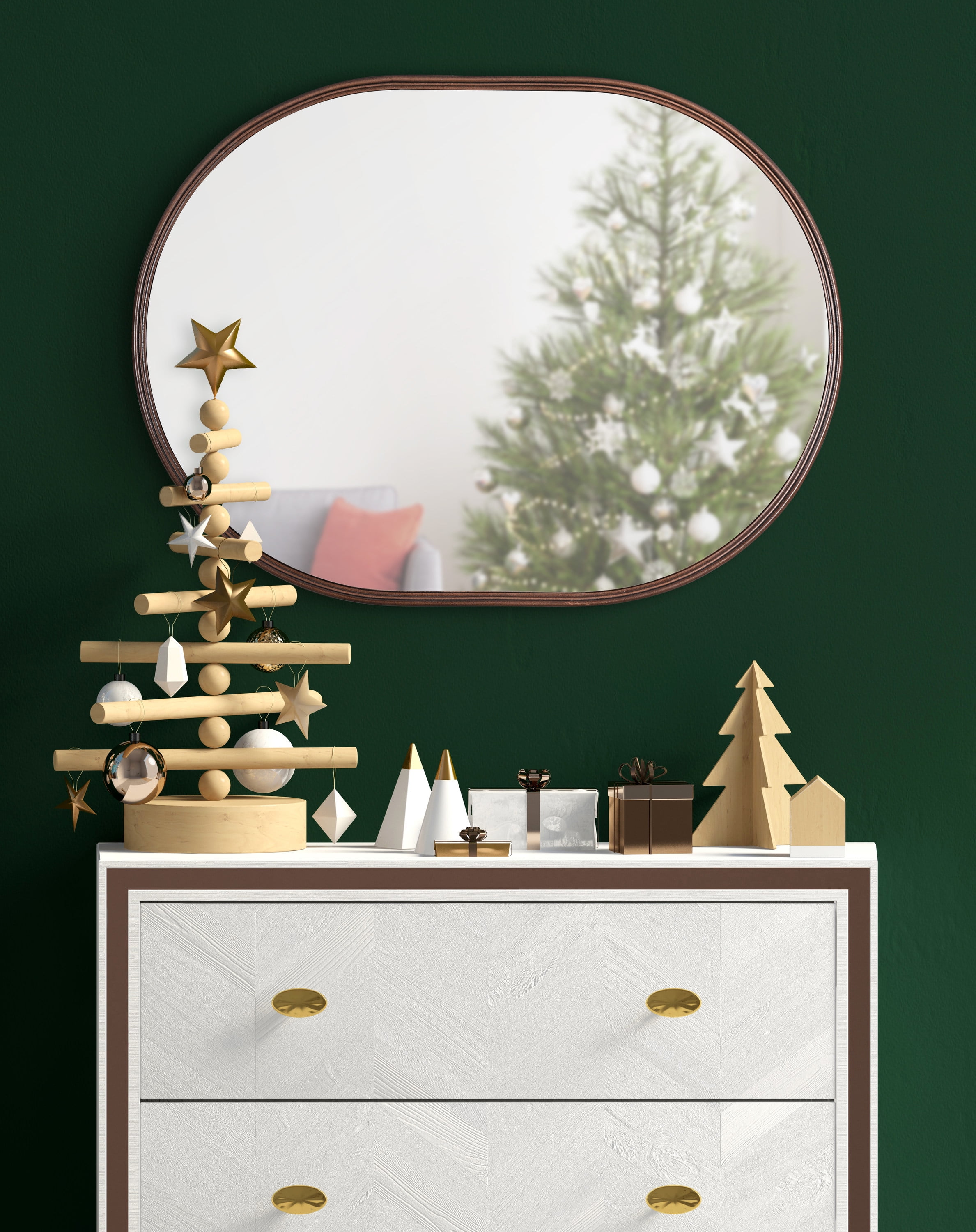 Kate and Laurel Caskill Mid-Century Capsule Wall Mirror, 18 x 24, Bronze, Modern Decorative Mirror for Wall