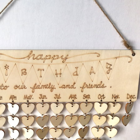 Wood Birthday Reminder Board Birch Ply Plaque Sign Family &Friends DIY Calendar