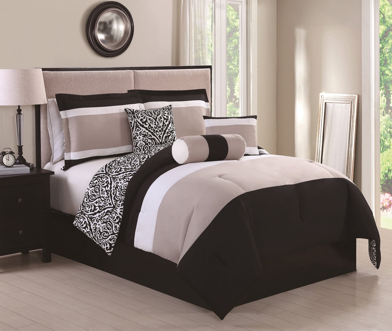 6 Piece Amelina Black/Taupe Reversible 