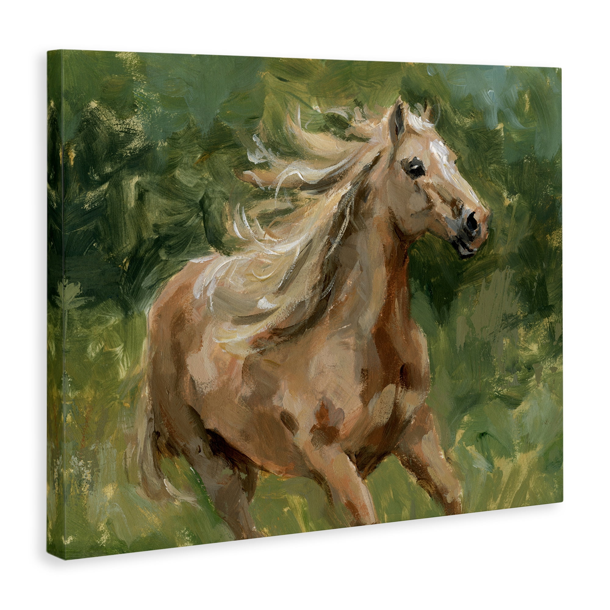 Stupell Industries Dashing Horse in Nature Animals Painting Wrapped Canvas Art Print Wall Art, 20 x 16