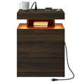 thumbnail image 2 of Hommpa Dark Walnut. LED Nightstand with Wireless Charging Station&3 Drawer, Modern End Side Table Bedside Table for Bedroom,Set of 2., 2 of 6