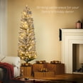 thumbnail image 4 of HOMCOM 5 Foot Snow Flocked Artificial Pencil Christmas Tree with Lights, 4 of 10