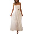 thumbnail image 4 of Faithtur Robe Cami d'Été pour Femmes Couleur Unie Bretelles Spaghetti Taille Découpée Dos Ouvert Longue Robe, 4 of 9