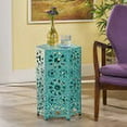 thumbnail image 2 of GDF Studio Elliot Indoor/Outdoor Transitional 14 Inch Iron Sunburst Side Table, Crackle Teal, 2 of 8