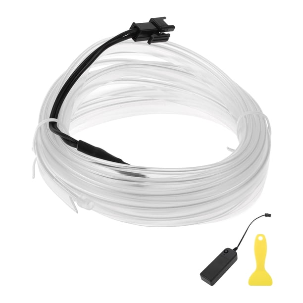 Cuerda de luz LED EL de 3 metros Unique Bargains, tira de luz brillante para decoración de automóviles, luz neón flexible con caja de batería (3V) color azul hielo