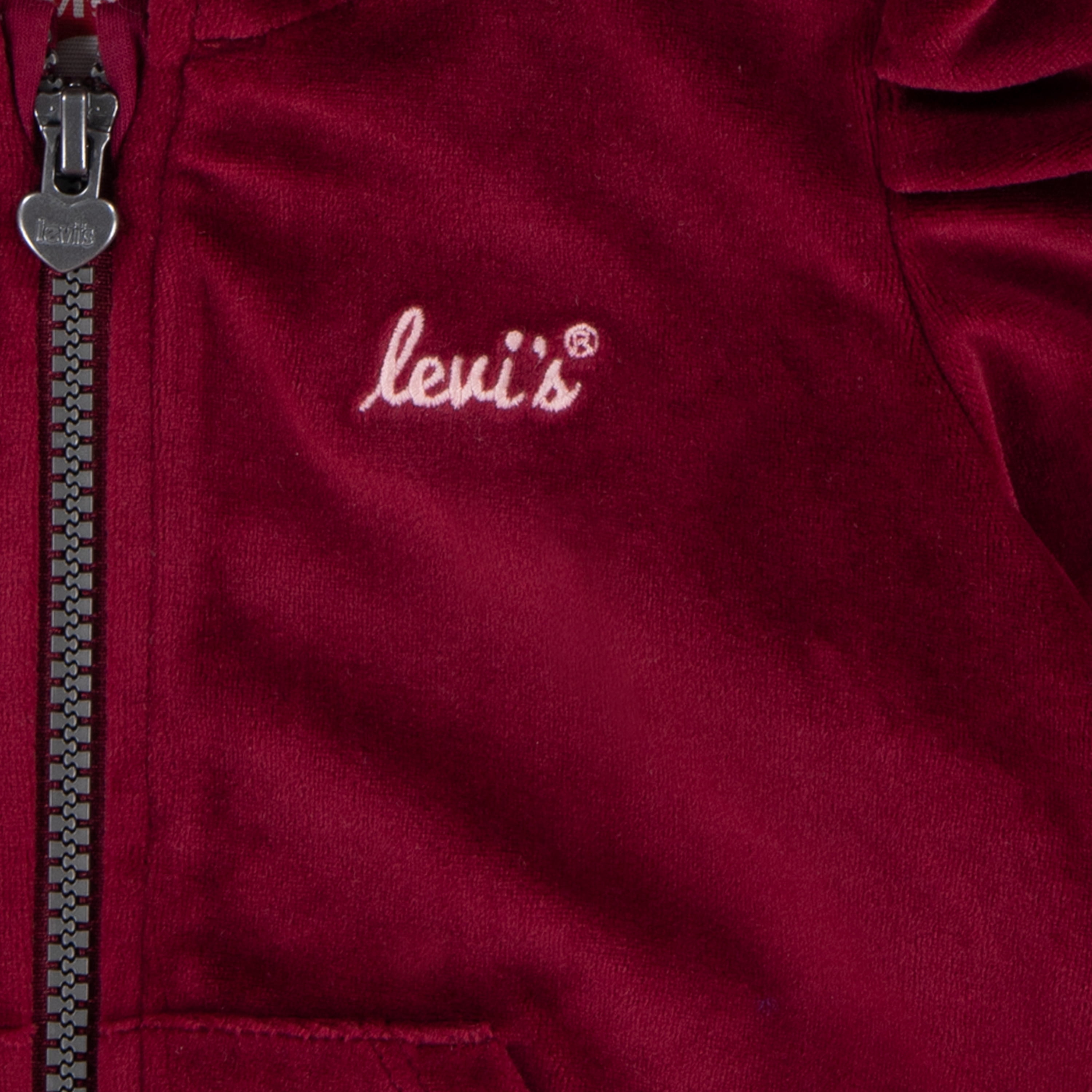 Levi Girls Full Zip Velour Hoodie, Size 4-6X