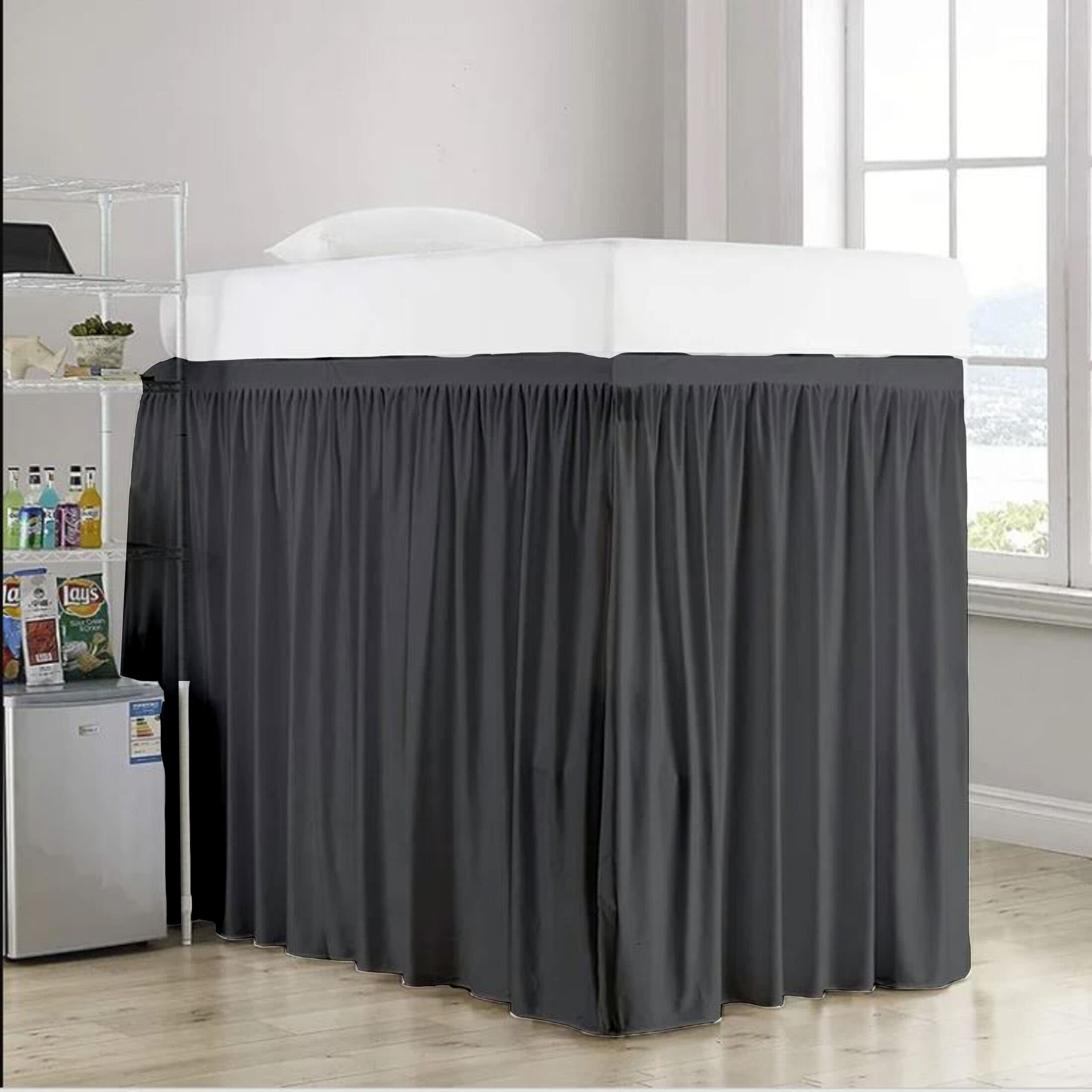 SK Linen Dorm Room Bed Skirt for College Twin XL Beds - 36 Inch Drop Twin XL Size Dorm Bed - Dark Grey Solid Design Split Corner SK Linen Dorm Room Bed Skirts - Premium College Room Dorm Bed Skirt