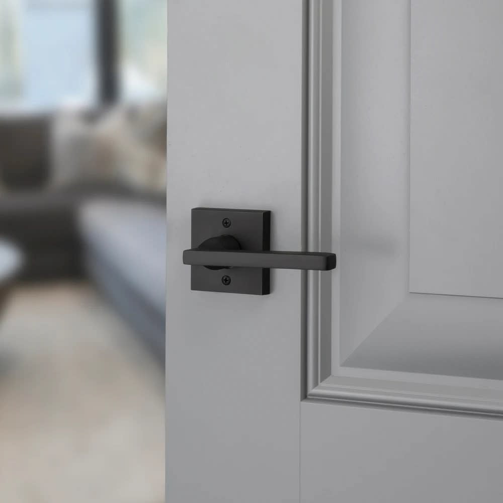 Baldwin Reserve PSSQUCSR141 Passage Handleset Square Lever and Contemporary Rose Bright Nickel Finish