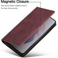 thumbnail image 4 of Premium PU Leather Flip Folio Case for Samsung Galaxy S21 5G, Protective Case with Kickstand Card Slot Magnetic Closure Shockproof Wallet Cover - Wine Red, 4 of 14