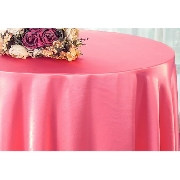 Wedding Linens Inc. 108" Round Satin Tablecloth Satin Table Cover Linens - Bubble Gum
