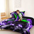 thumbnail image 4 of Castle Fairy Neon Off-Road Truck Full Size Comforter Sets 3 Pieces for Teens, Lightning Rock Print Bedding Sets for Bedroom, Green Purple,Black Reversible, 4 of 6