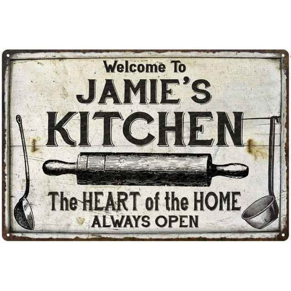 JAMIE'S Kitchen Farmhouse Sign 8 x 12 High Gloss Metal 208120033149