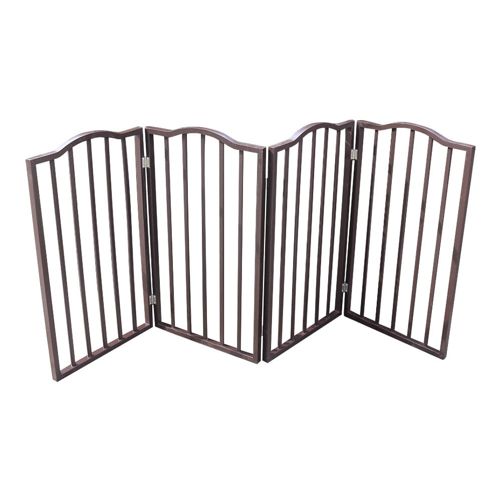 Gzxs 72" Folding Dog Gate, Freestanding Pet Gate for Halls, Stairs & Home, Pet Puppy Safety Dog Fence (Brown)