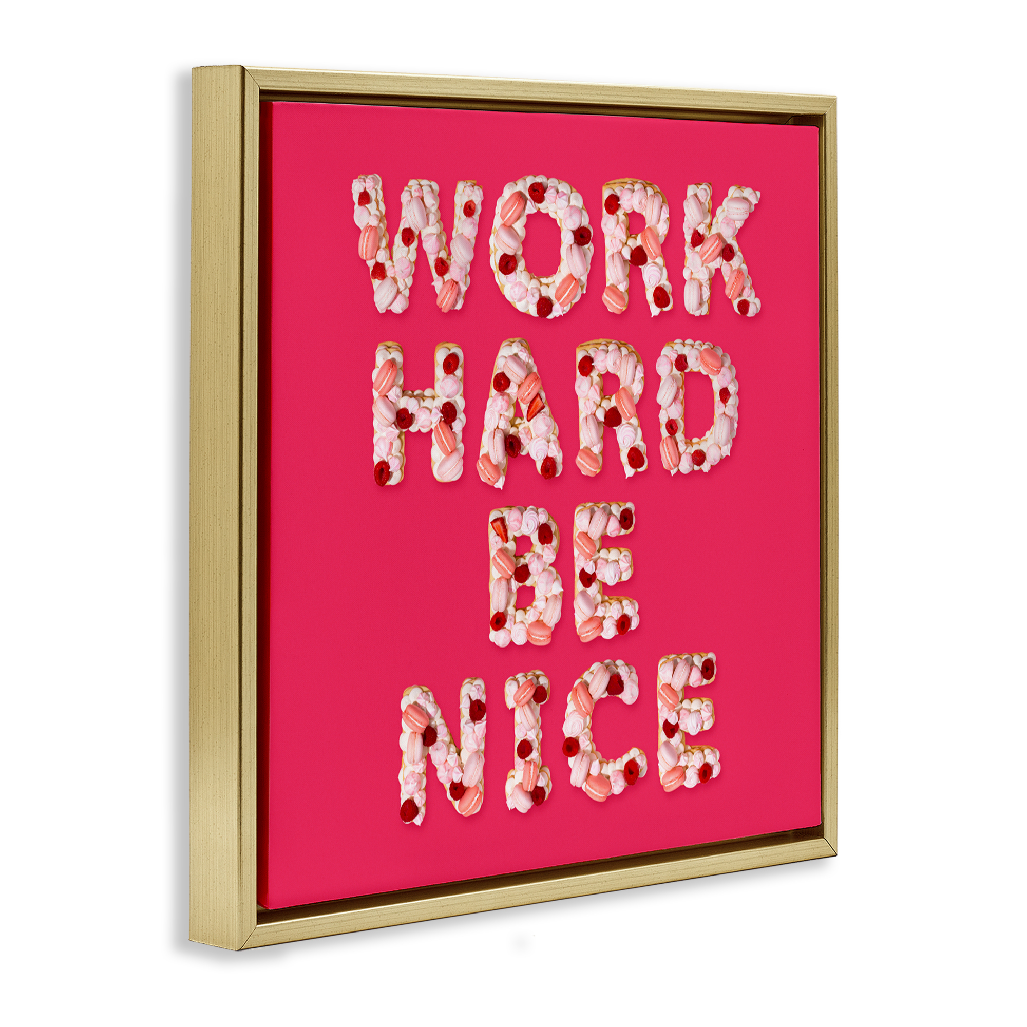 Work Hard Be Nice Gold Framed Floater Canvas Wall Art, design by LISH Creative