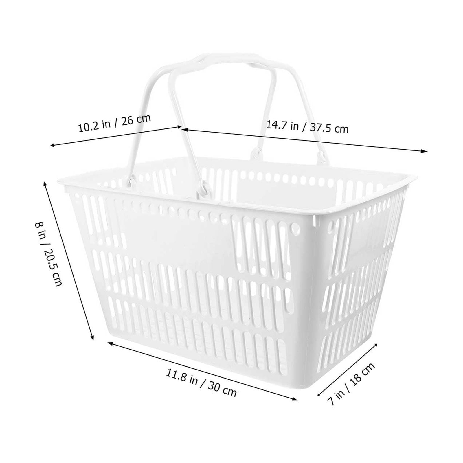 OFFIGAM Large Plastic Grocery Basket with Handle - Versatile Storage Organizer for Toys, Bathroom Items, Kitchen and More, 1 Set