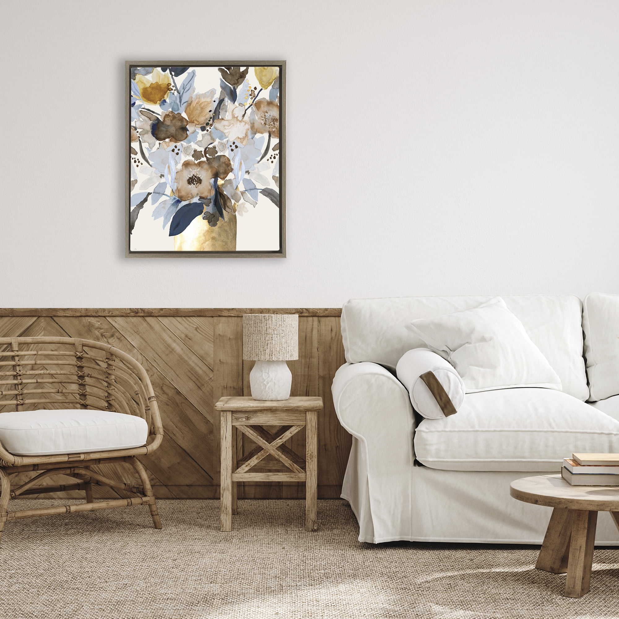 Stupell Industries Expressive Earthy Blossoms Brown Framed Floater Canvas Wall Art, design by Val Rhodes