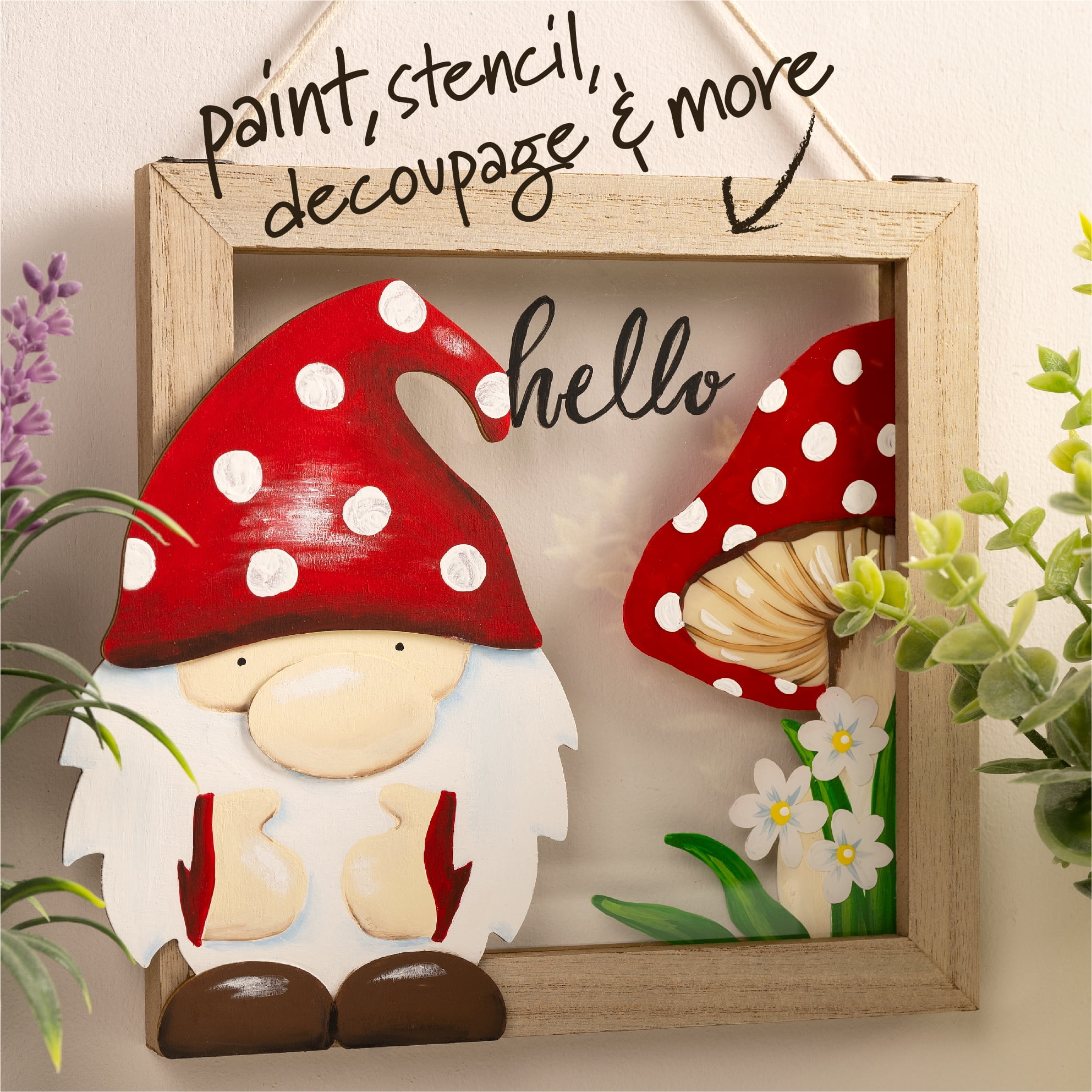 Plaid Surfaces Layered Wood Shape, Gnome