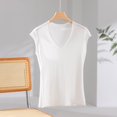 thumbnail image 3 of Shadowsong Women's V-Neck Knit Sleeveless T-Shirts, White, Size M, 3 of 16