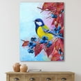 thumbnail image 2 of Designart ' Bright Bird Bullfinch Sitting On A Branch of Berries II ' Traditional Canvas Wall Art Print, 2 of 4