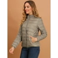 thumbnail image 4 of DARING DIVA Women's Hooded Zip Up Short Down Lightweight Jacket L Khaki, 4 of 6