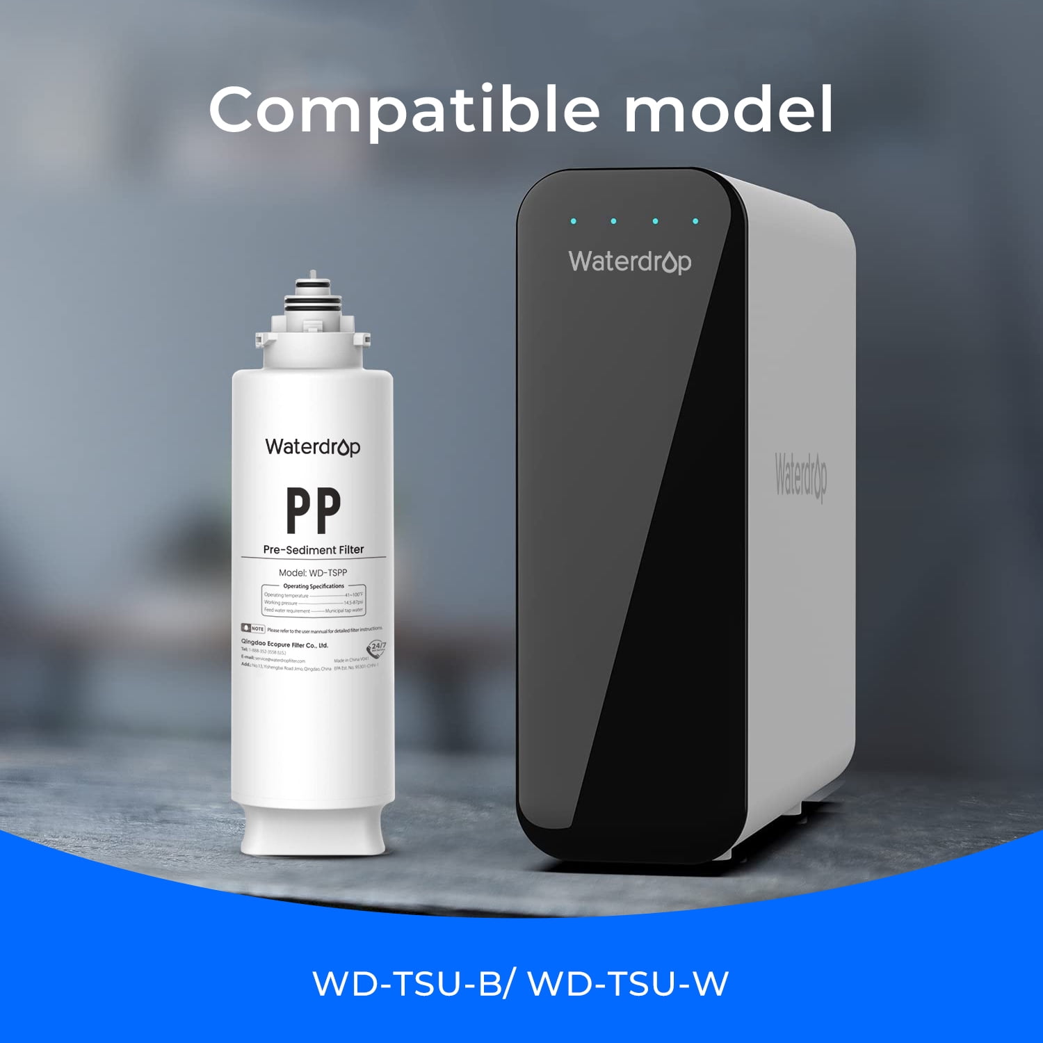 Waterdrop TSPP Under Sink Sediment Water Filter, Replacement TSU-W 3-Stage Ultra-Filtration Under Sink Water Filter System, 1 Pack