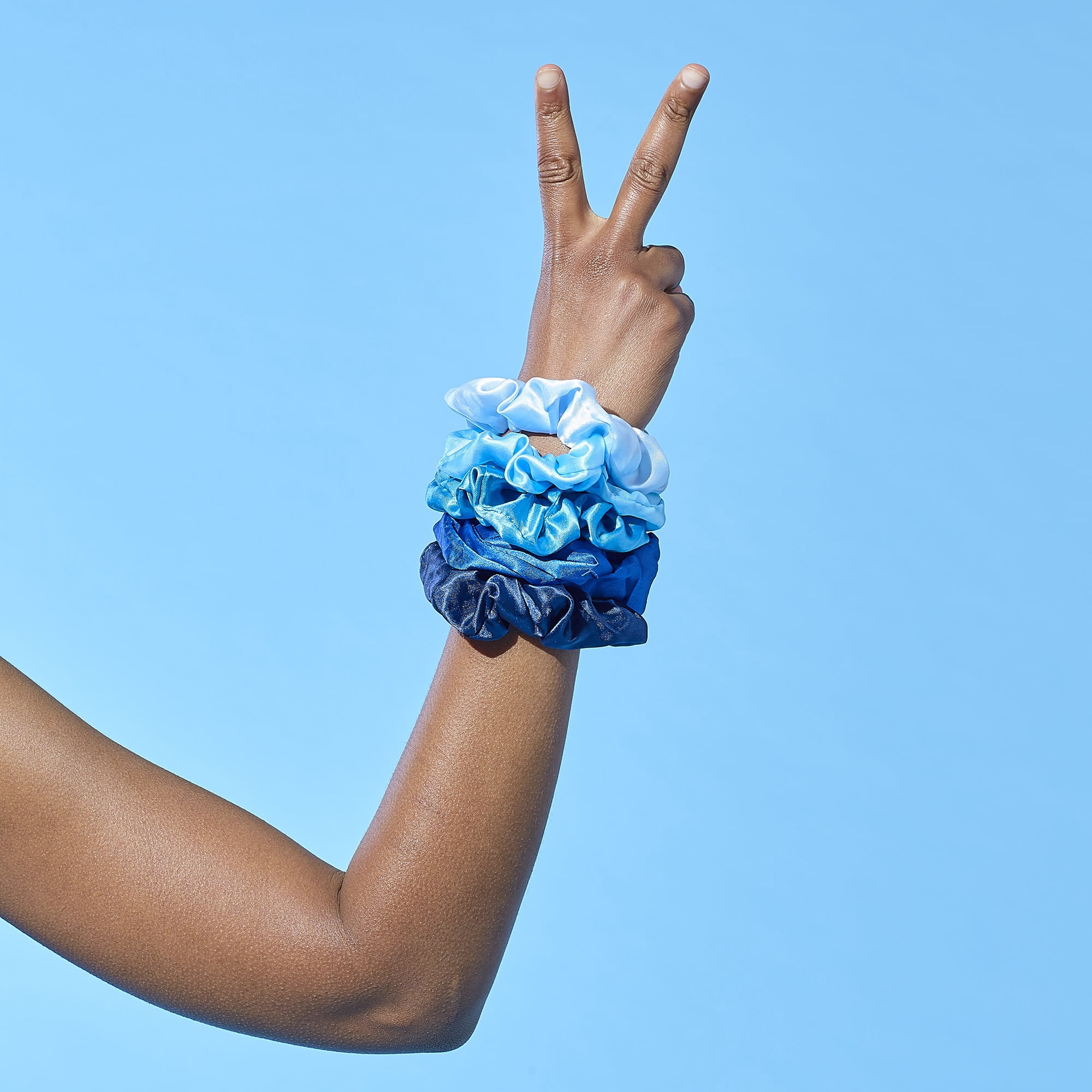 Tickled Pink Women's Blue Scrunchie (Set of 5)