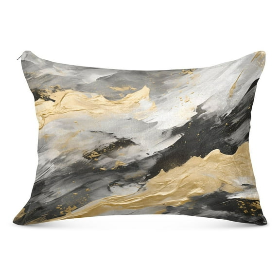 Black White Gold Marble Plush Pillow Cases Standard Size Ultra Soft Warm Pillowcases with Zipper 20"x26"