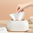 thumbnail image 3 of Striped Tissue Box Dispenser Case Holder Light Luxury Napkin Storage Paper Towel White, 3 of 7