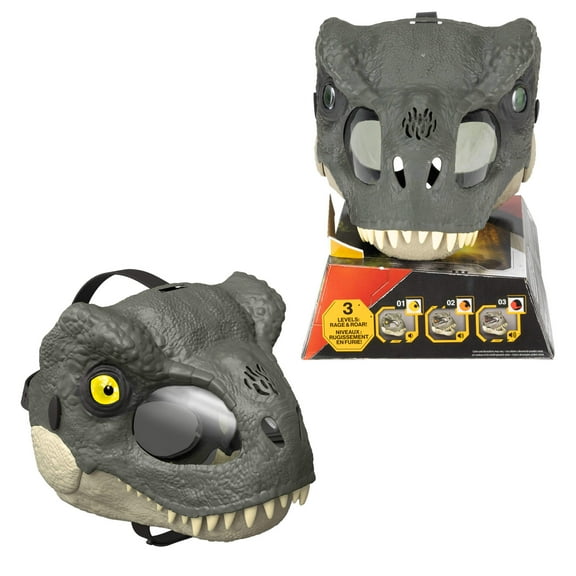 Jurassic World Rebirth T-Rex Rage N Roar Mask with LED Light up Eyes Feature, 3 Level Effects