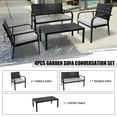 thumbnail image 3 of Aukfa 4 Pieces Patio Garden Conversation Set, Metal Outdoor Furniture Set with Cushions, Black, 3 of 10