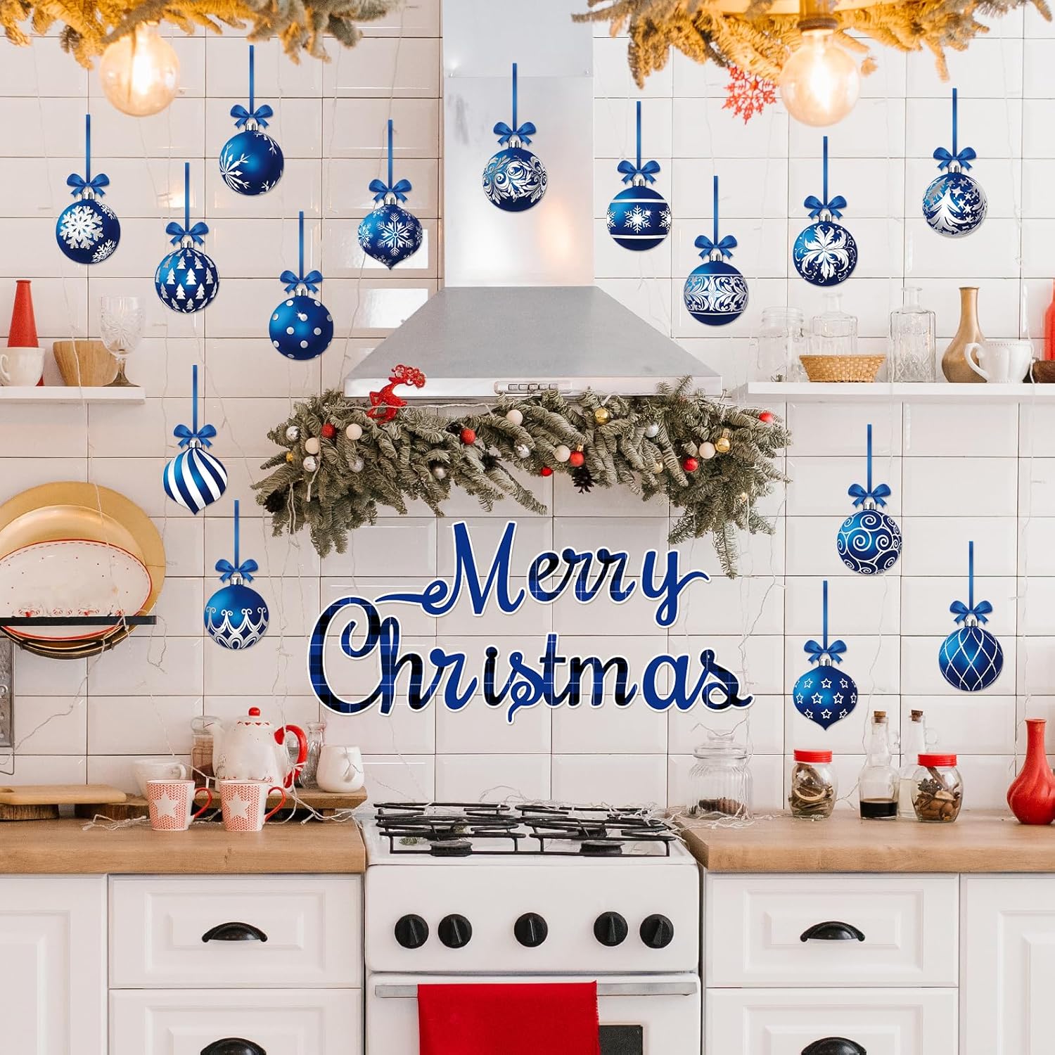 CozyNestFinds 36 Pcs Christmas Garage Door Magnets Decorations, Xmas Ball Garage Door Decorations, Merry Christmas Magnets Stickers for Refrigerator Fridge Kitchen Car Indoor Outdoor Decorations