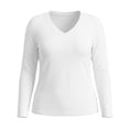 thumbnail image 7 of Lirrtw Women's Plus Size Long Sleeve Shirts Slim Fit V Neck Thermal Tight Tees Solid Color Basic Undershirt Fall Winter Base Layer(White,X-Large), 7 of 7