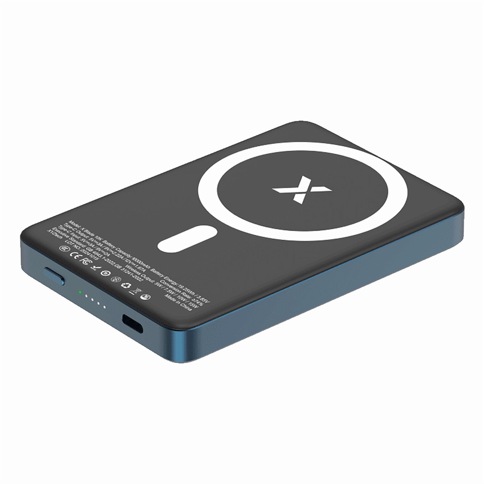 XYZtech X Blade 10K Wireless Power Bank - 10000 mAh - Metal Casing Design, Compatible with iPhone and Samsung, Metallic Blue