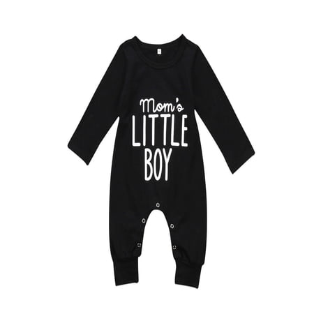 

Gureui Baby Boys Spring Romper Letters Pattern Long Sleeve Round Neck Outfit Button Closure Loose One-piece Jumpsuit