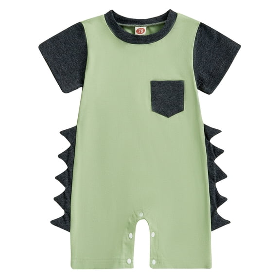 TOWED22 Newborn Baby Boy Girl Jumpsuit Short Sleeve Romper One Piece Clothing Cotton Spring Summer Cute Clothes(Green,6-12 M)